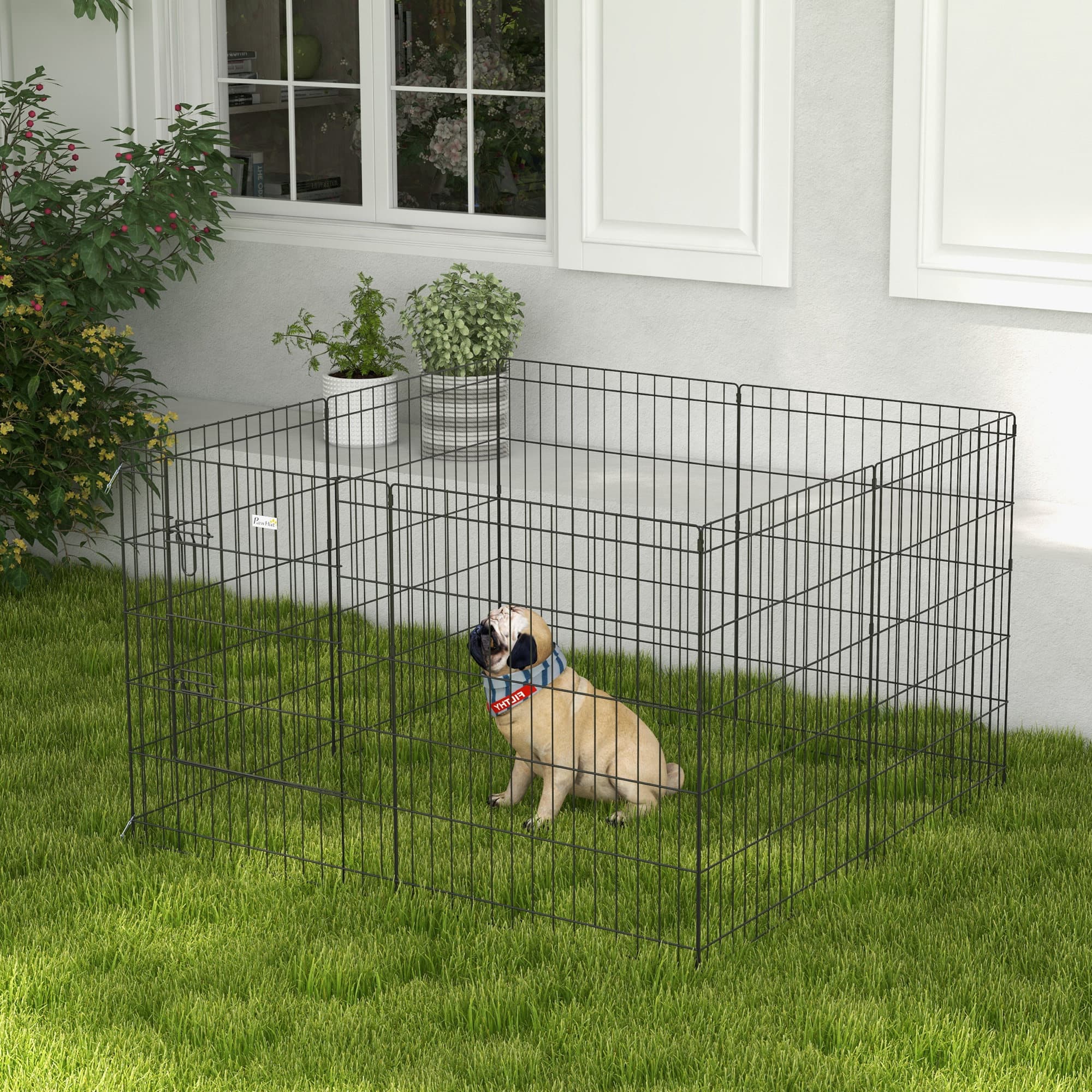 PawHut 30inch Foldable Metal Exercise Pet Playpen Backyard Dog Puppy Kennel Cage 8 Panel | Aosom Canada