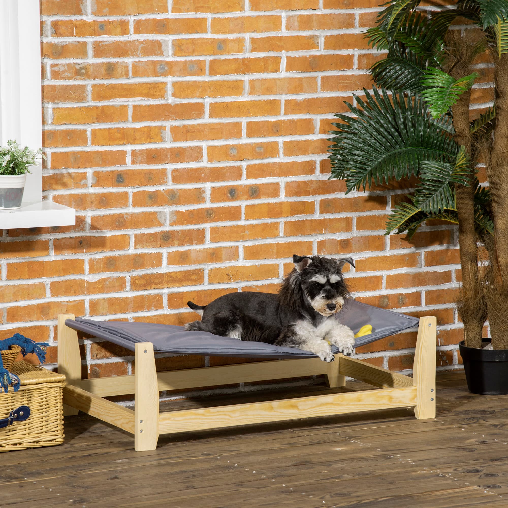PawHut Raised Retreat: Wooden Pet Bed Cot with Plush Cushion for Indoor/Outdoor Snoozing Bliss | Aosom Canada