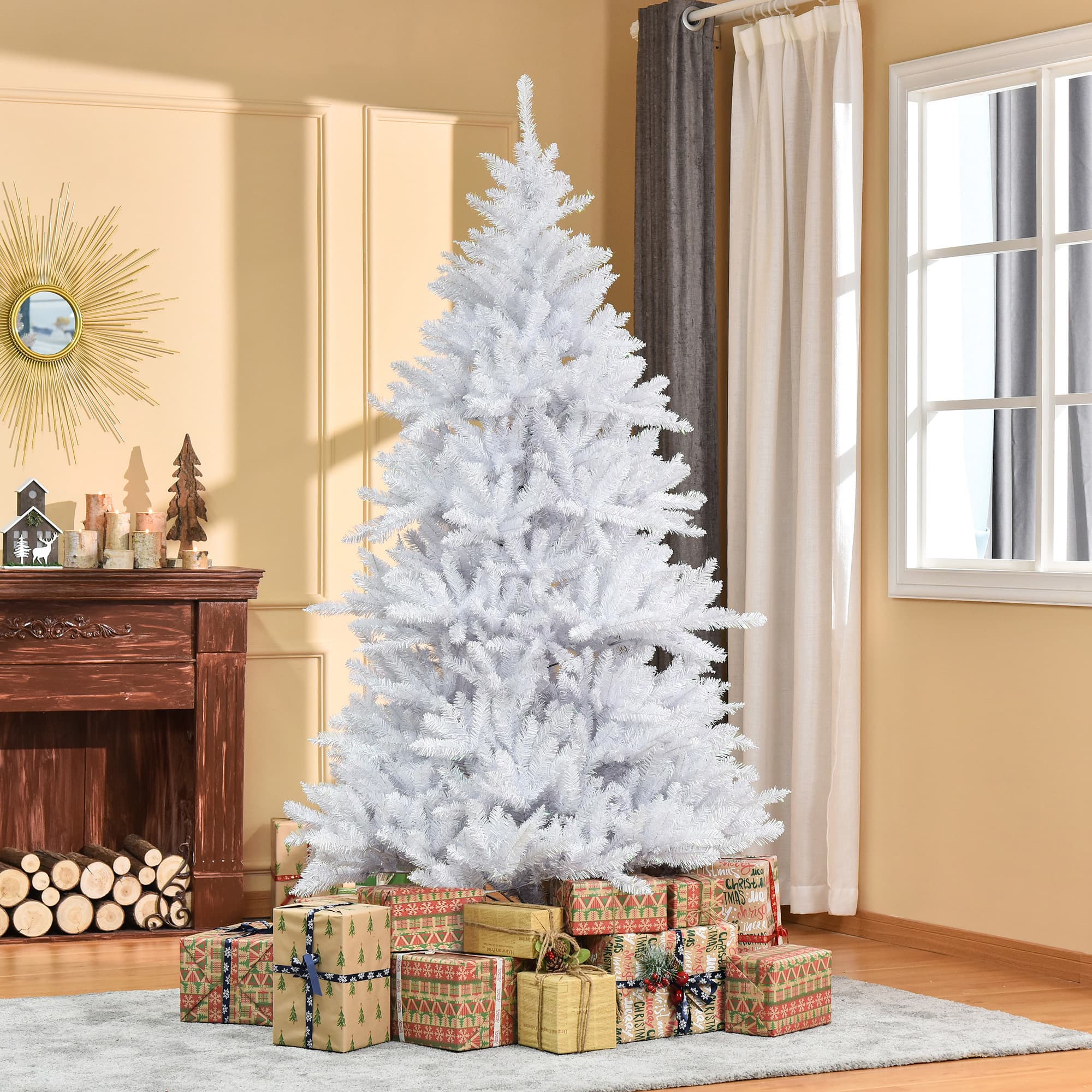 HOMCOM 7FT White Artificial Christmas Tree with 1823 Tips & Foldable Stand - Perfect for Indoor Holiday Decor | Aosom Canada