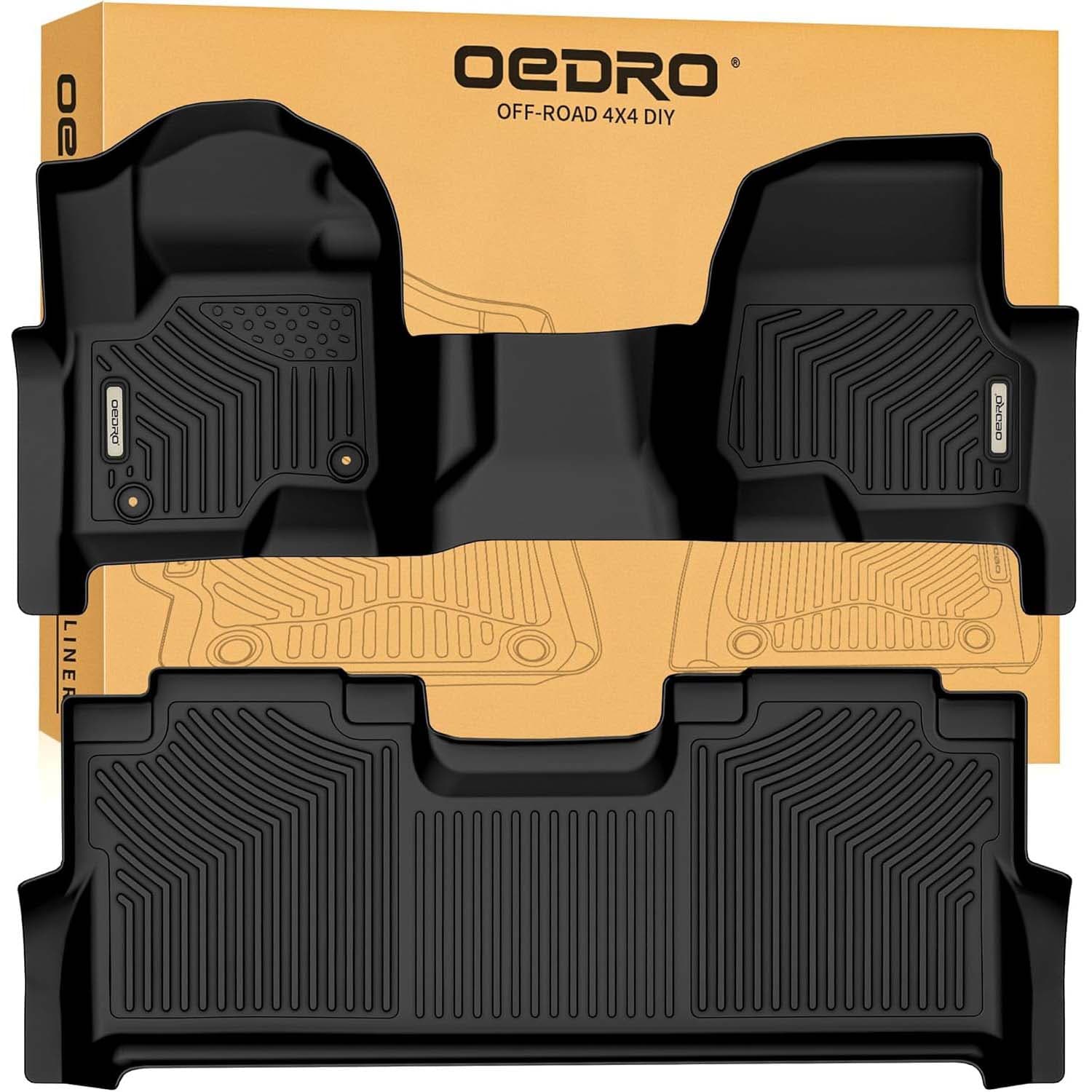 OEDRO Floor Mats for 2017-2026 Ford F250/F350 Super Duty Crew Cab with 1st Row Bench Seat, with Factory Storage Box