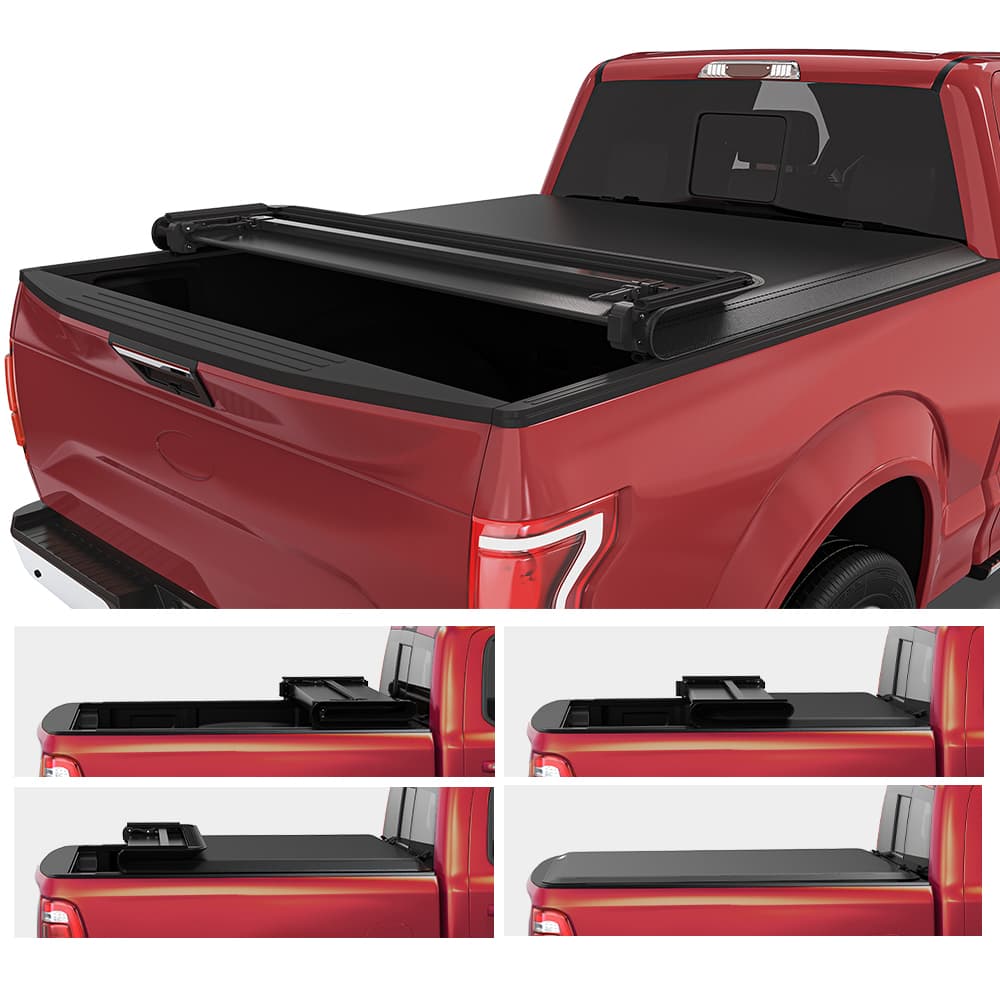 OEDRO 8FT Soft Quad-fold Truck Bed Tonneau Cover for 1999-2026 Ford F250 F350 F-250 F-350 Superduty 8 Feet bed