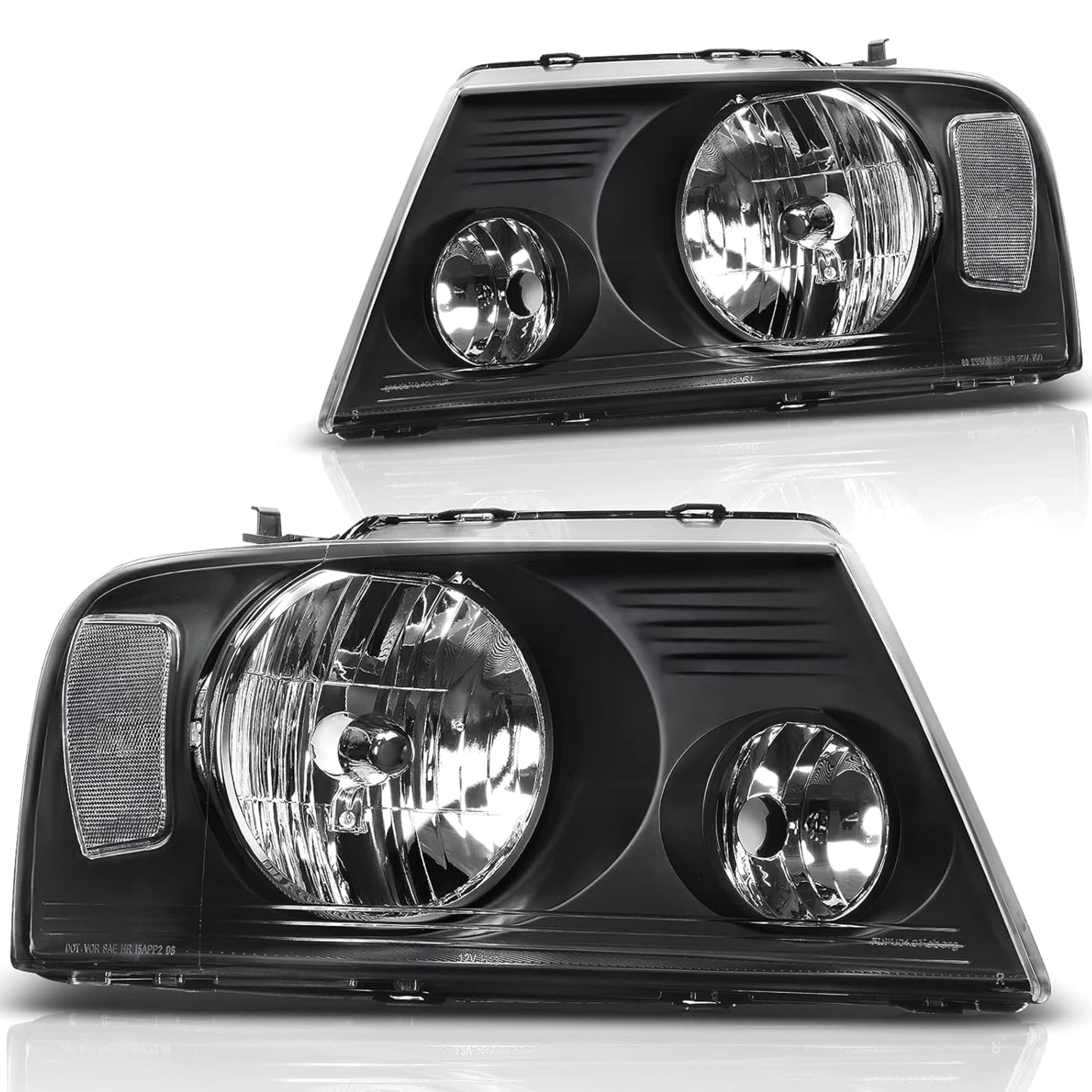 YITAMOTOR® Pair Headlight Assembly for 2004-2008 Ford F150/2006-2008 Lincoln Mark LT Headlight Black Housing Clear Lens