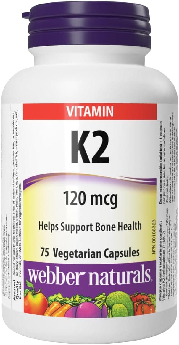Webber Naturals Vitamin K2 120 mcg, 75 Capsules — MK-7 Formula