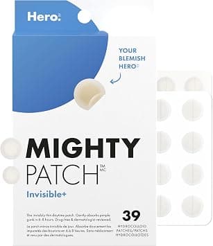 Hero Cosmetics Mighty Patch Invisible+ - Barely-there Hydrocolloid Patch for Pimples on the Face, Day-time Patches for Sensitive Skin, 39 Count
