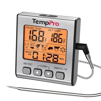 TempPro Digital Meat Thermometer for Cooking and Grilling, BBQ Food Thermometer with Backlight and Kitchen Timer (Previously ThermoPro)