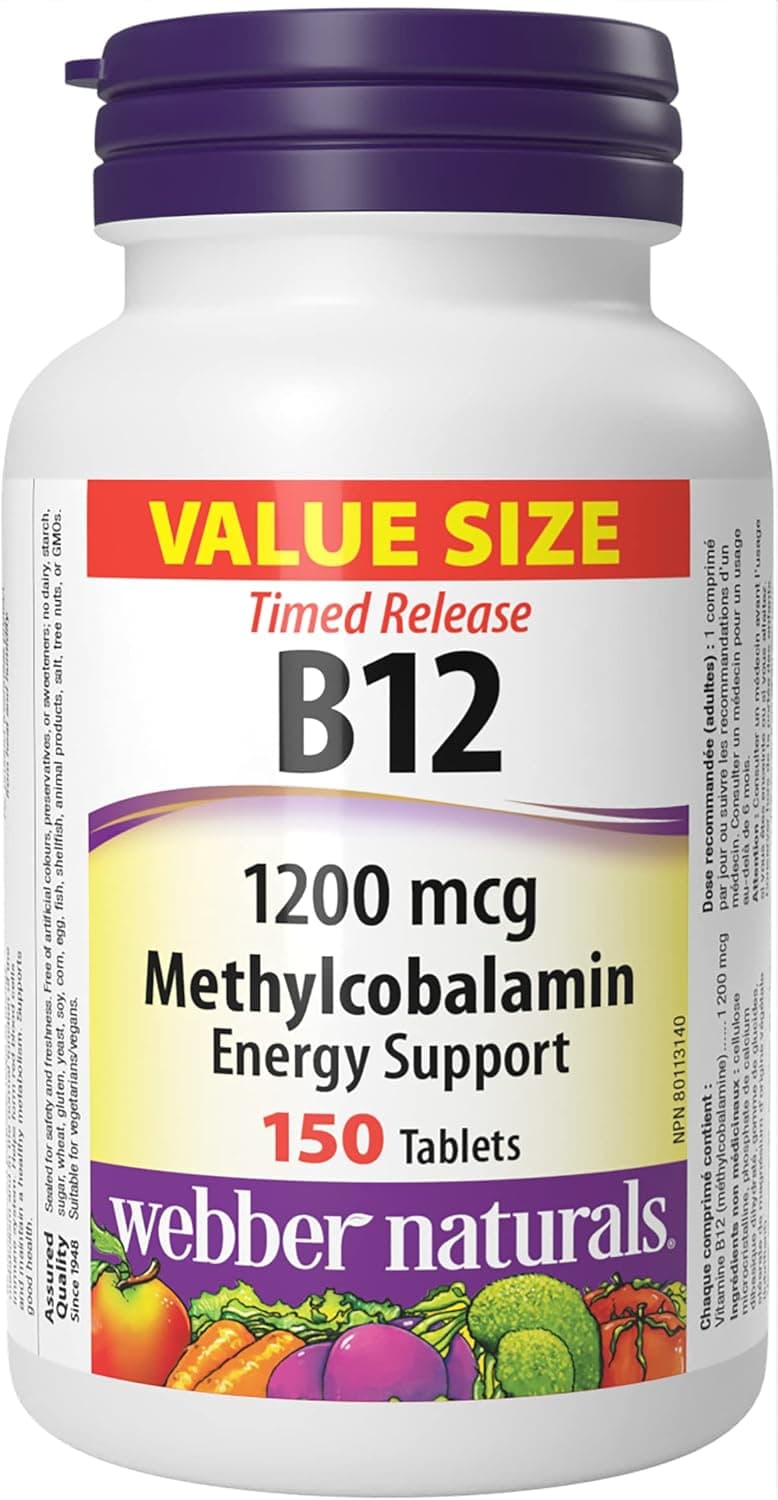 Webber Naturals Vitamin B12 1200 mcg — Timed Release, 150 Tablets