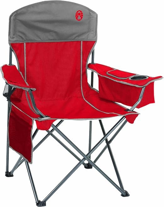 Coleman Quad Chair with 4-Can Cooler, Cup Holder & Side Pocket - Water-Resistant Oversized Camping Chair Supports up to 300 lb