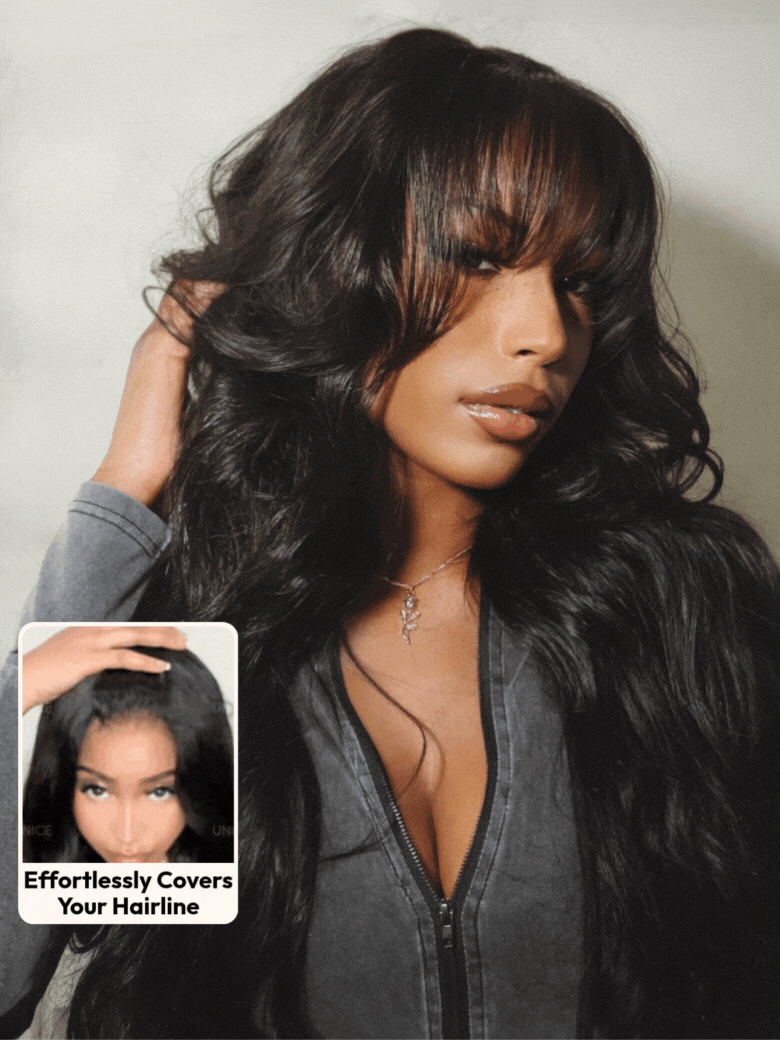 [Ins Only BOGO From 20''] 13x4 Pre Everything Lace Frontal Fluffy Layer Natural Loose Wave Wig With Air Bangs