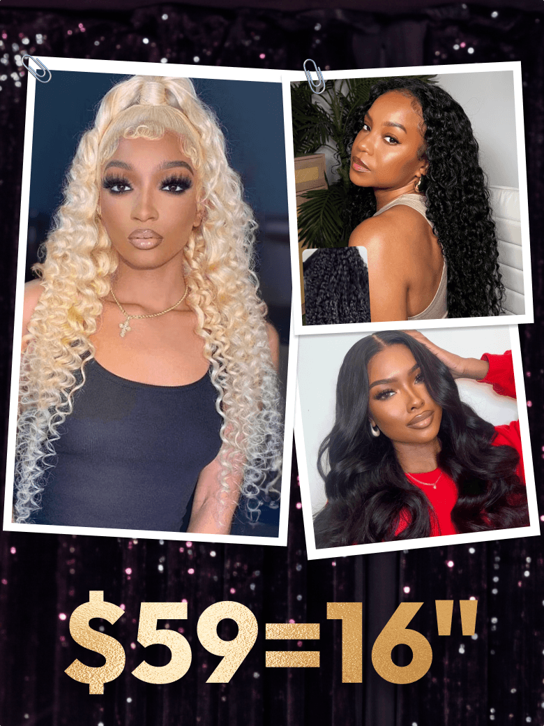 [$59=16"] Unice Flash Sale Glueless Wigs 13x4 Front Lace/ 250% Density/ Body Wave... 16 Inch Wigs
