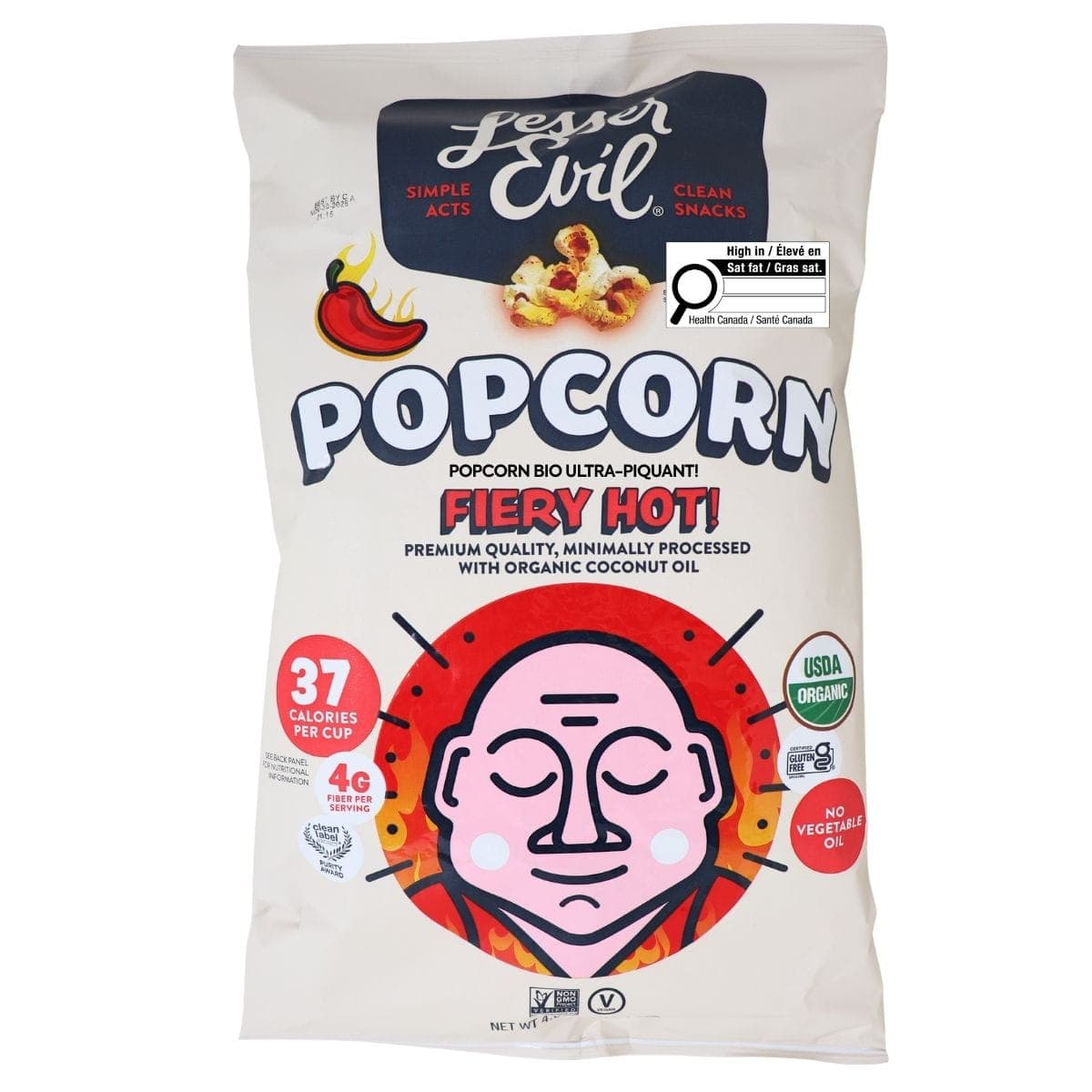 Lesser Evil Organic Popcorn Fiery Hot!, 130g