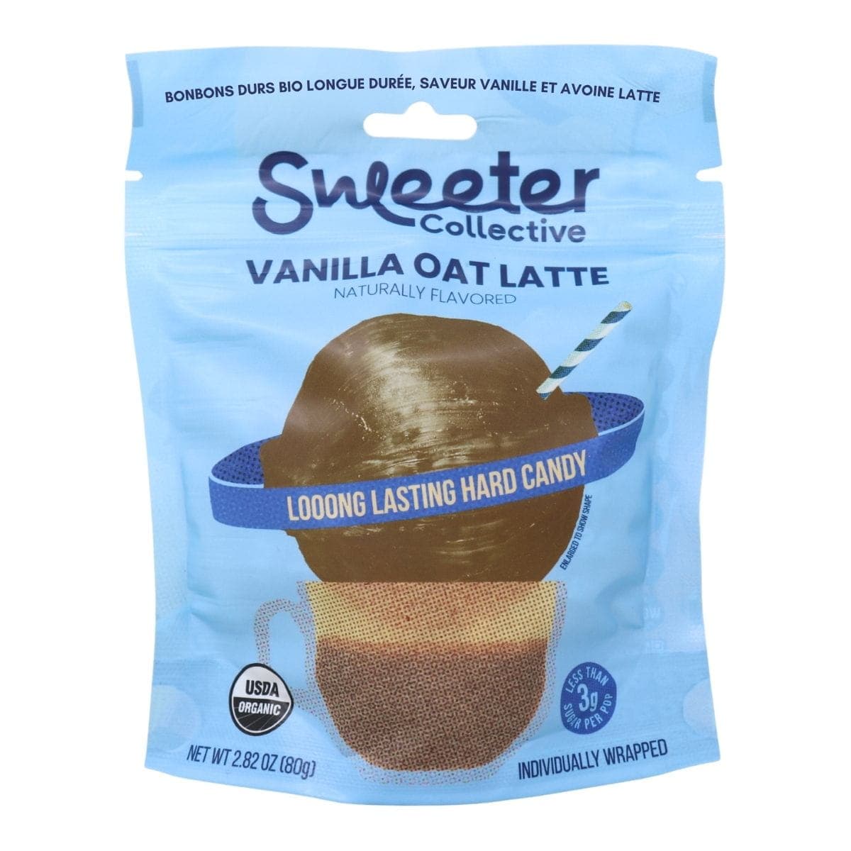 Sweeter Collective Organic Long Lasting Hard Candy Vanilla Oat Latte, 80g