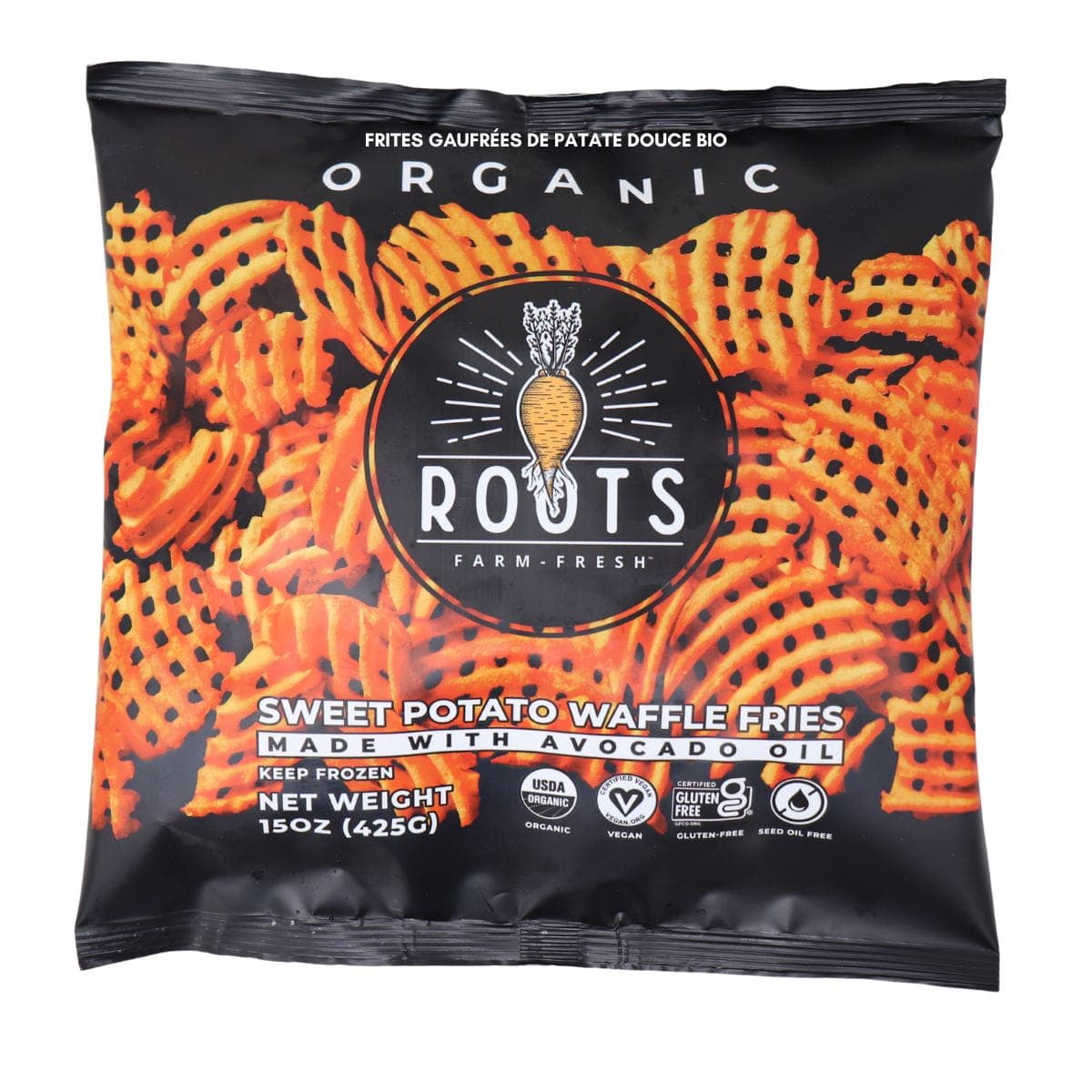 Roots Farm Fresh Organic Sweet Potato Waffle Fries, 425g