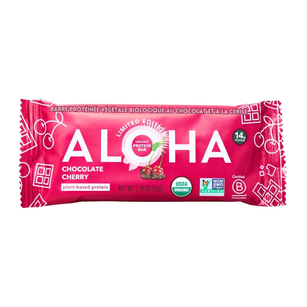 ALOHA Organic Plant-Based Protein Bar Chocolate Cherry, 56g