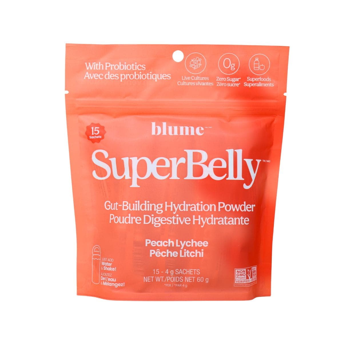 Blume Zero Sugar Hydration Powder Peach Lychee, 15 Sachets