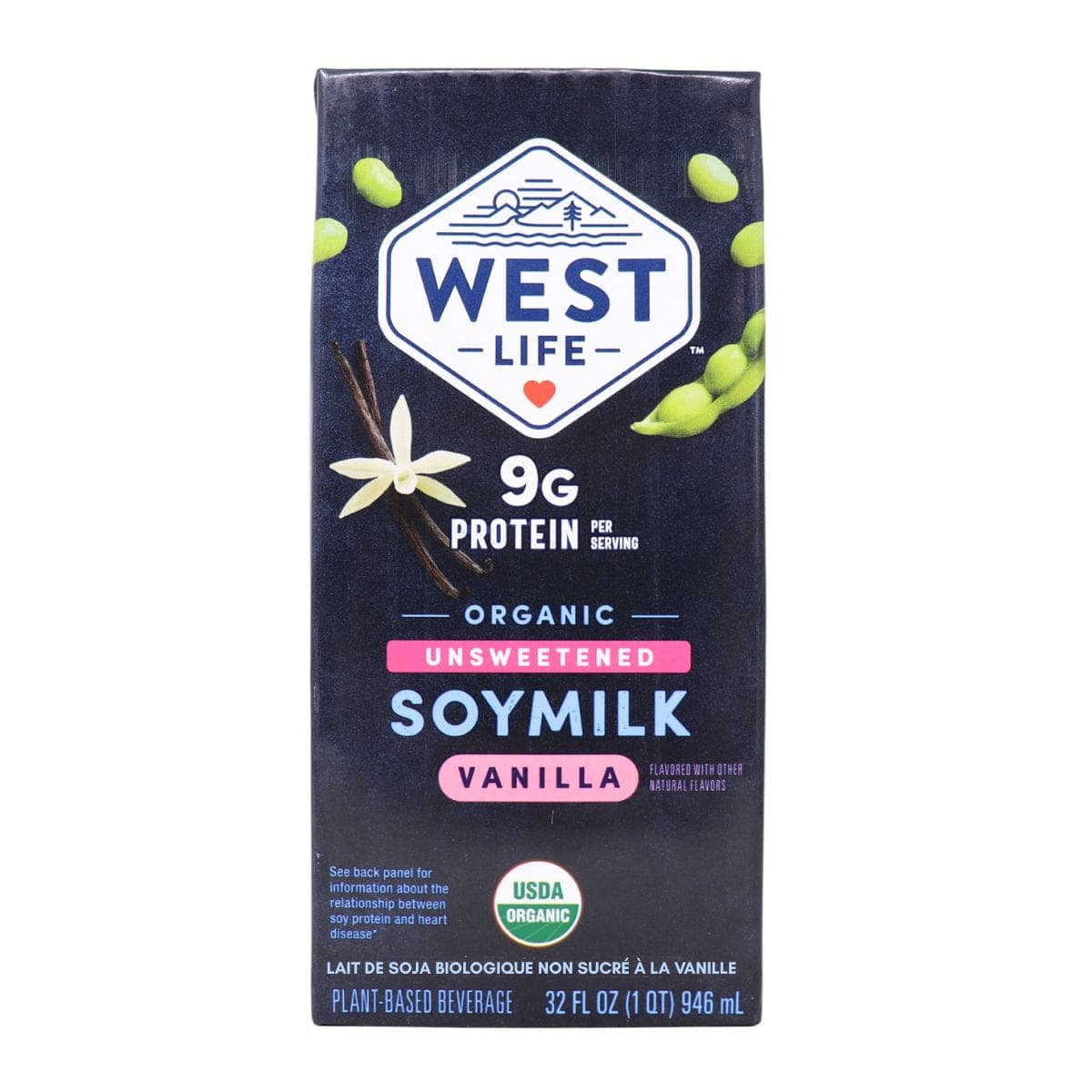 West Life Organic Unsweetened Soymilk Vanilla, 946 mL