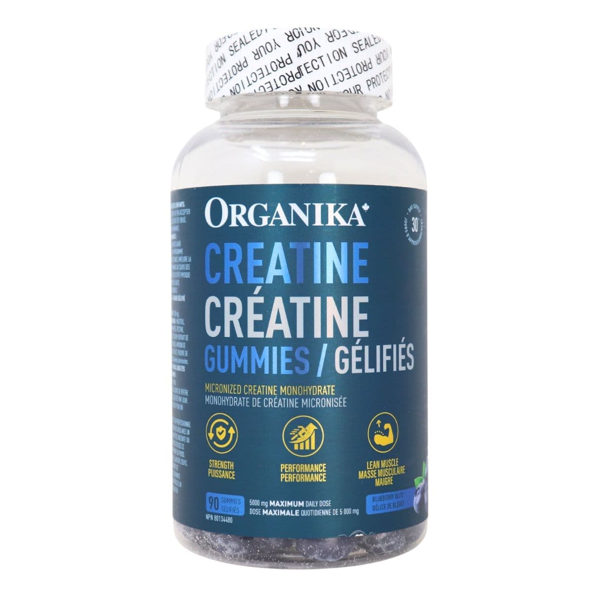 Organika Micronized Creatine Monohydrate Gummies Blueberry Bliss, 90 Pack