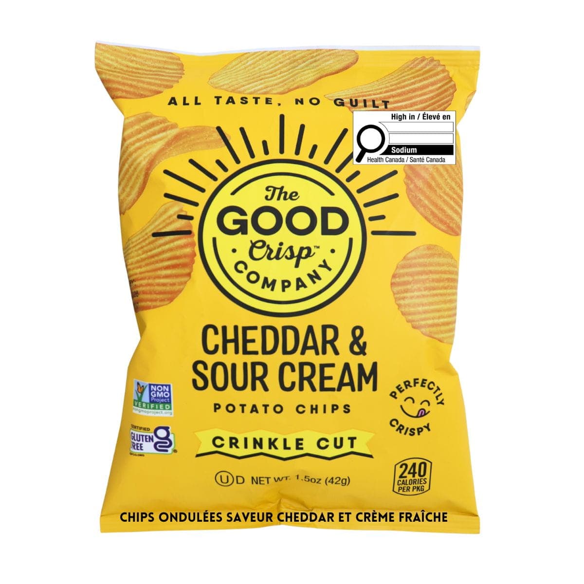 The Good Crisp Company Crinkle Cut Potato Chips Cheddar & Sour Cream, 42g