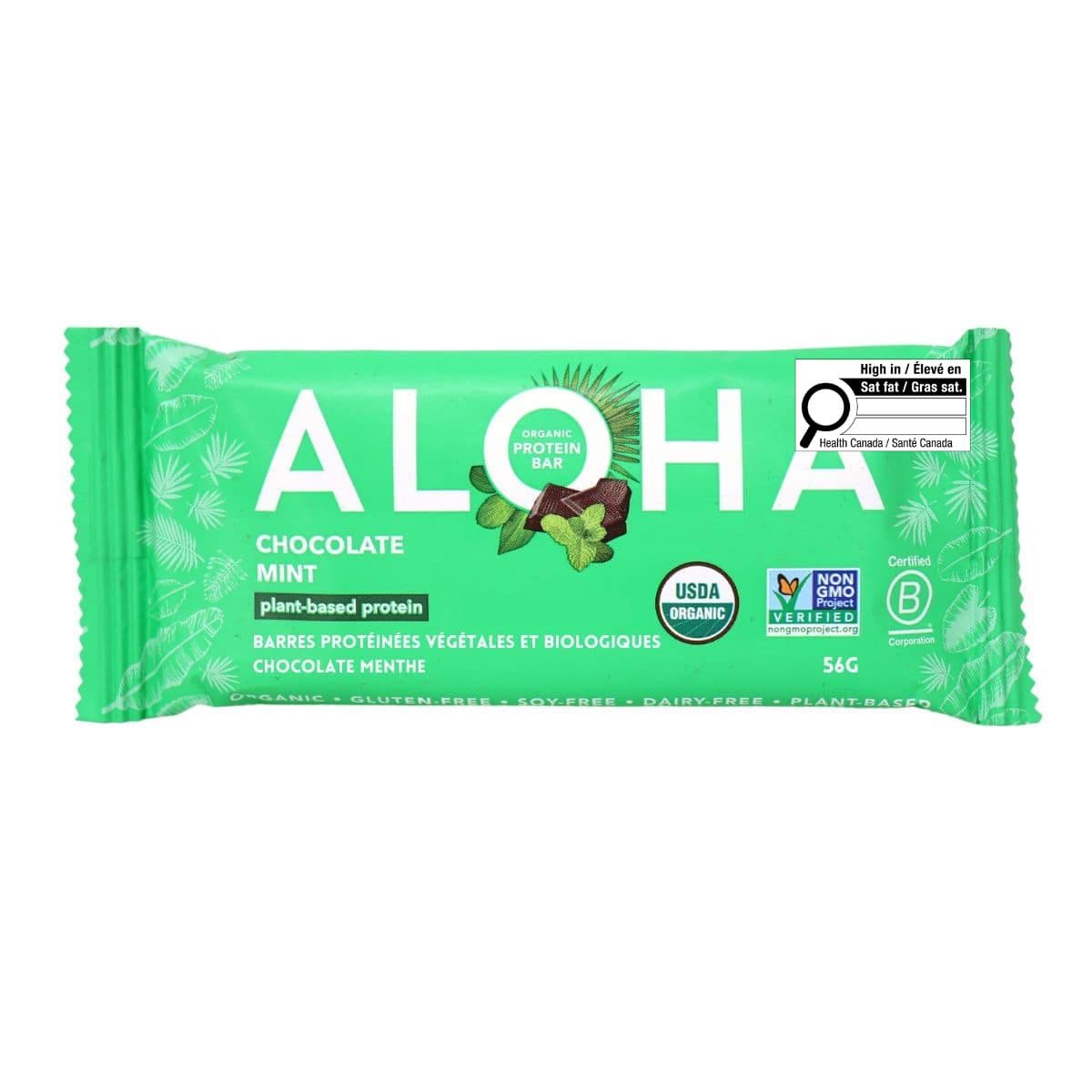 ALOHA Organic Plant-Based Protein Bar Chocolate Mint, 56g