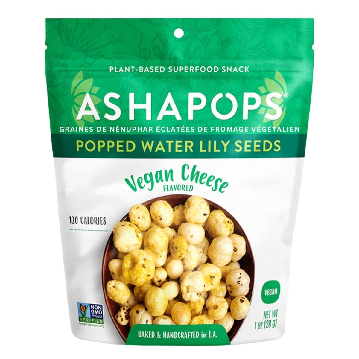 AshaPops Popped Water Lily Lotus Seeds Vegan Cheese, 28g