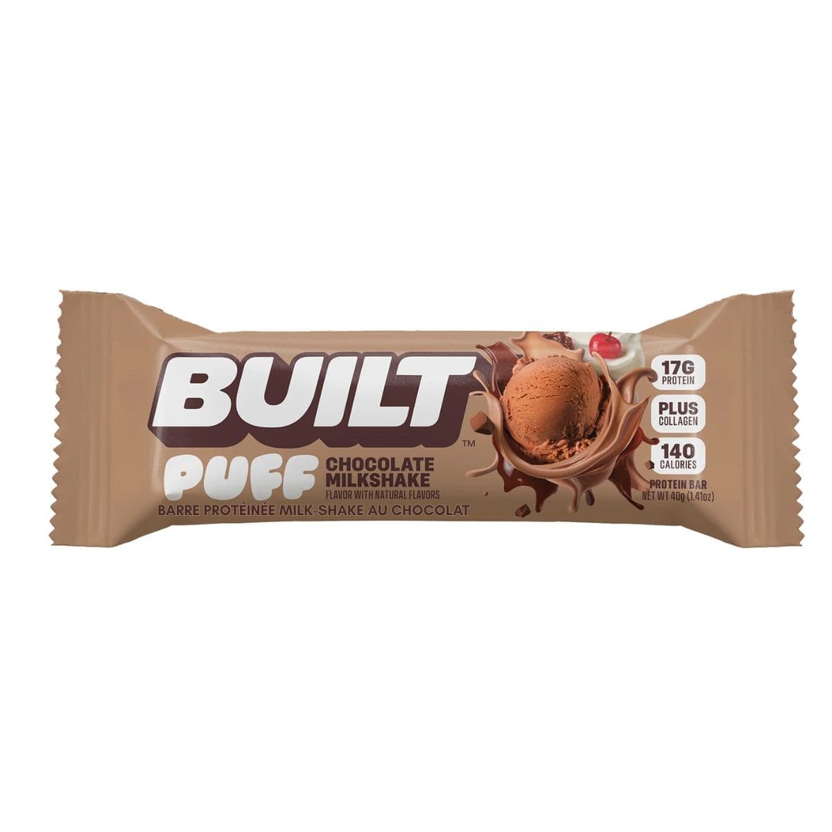 Built Bar Puffs Protein Bar Chocolate Milkshake, 40g
