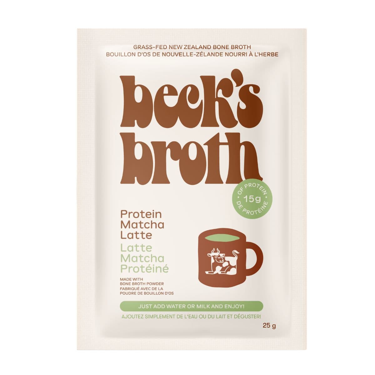 Beck’s Broth Bone Broth Powder Protein Matcha Latte, 25g