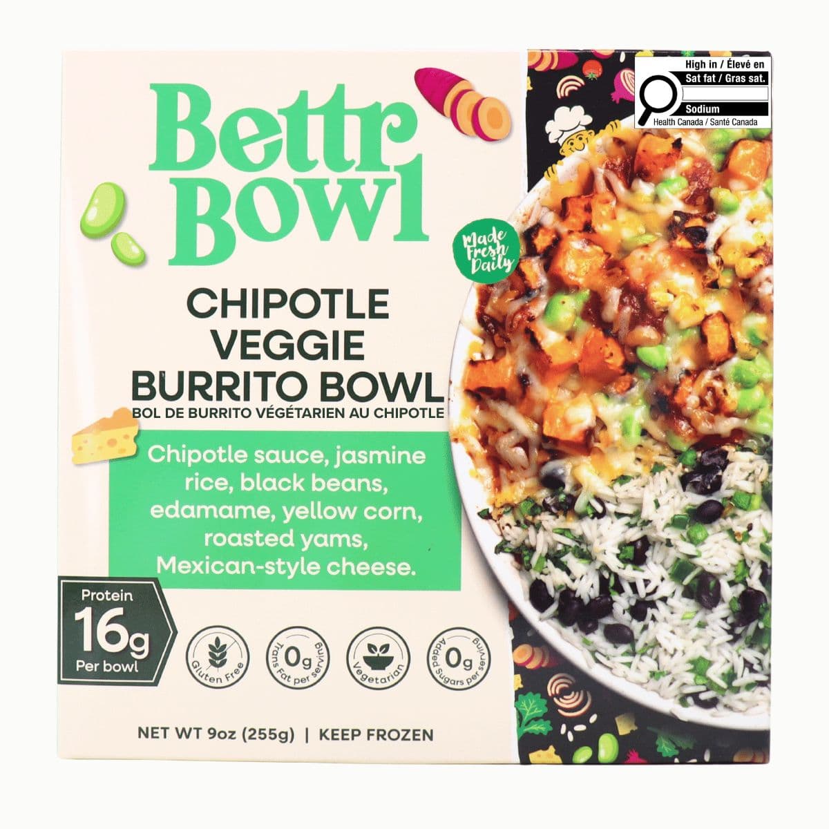 Bettr Bowl High-Protein Chipotle Veggie Burrito Bowl, 255 g