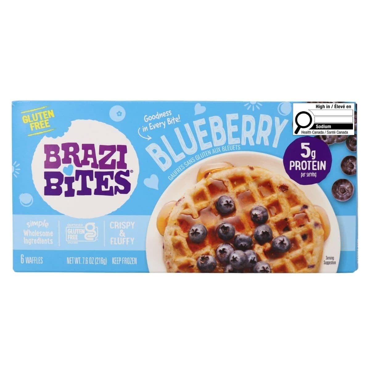 Brazi Bites Gluten-Free Waffles Blueberry, 216 g