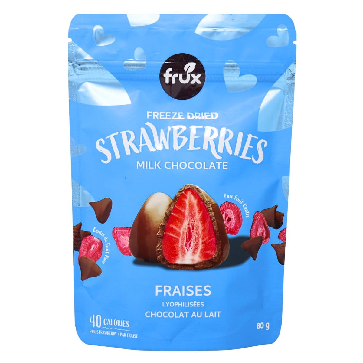 Frux Freeze Dried Strawberries Covered in Milk Chocolate, 80 g