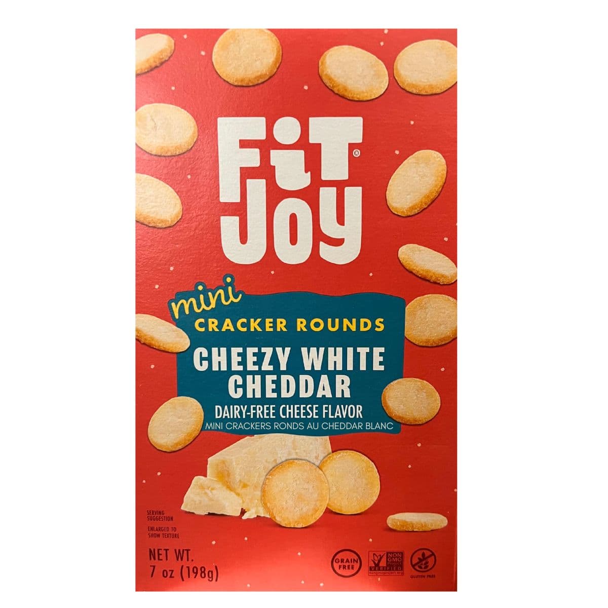 Fit Joy Dairy & Grain Free Mini Cracker Rounds Cheezy White Cheddar, 198g