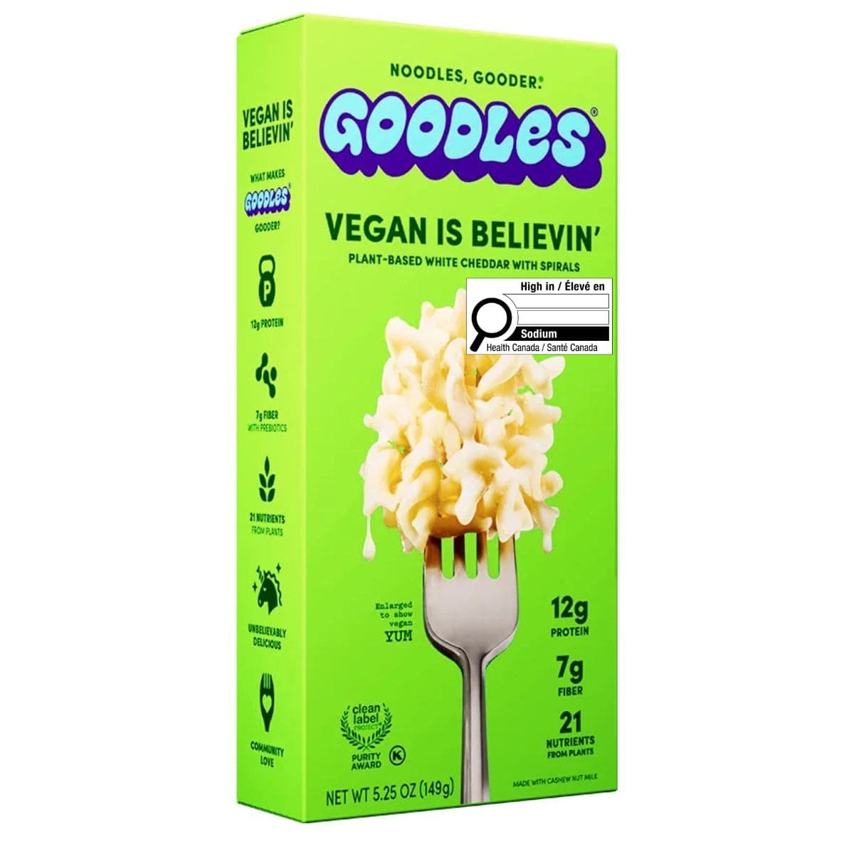 Goodles Protein Vegan Mac And Cheese White Cheddar Vegan Is Believin’, 149g