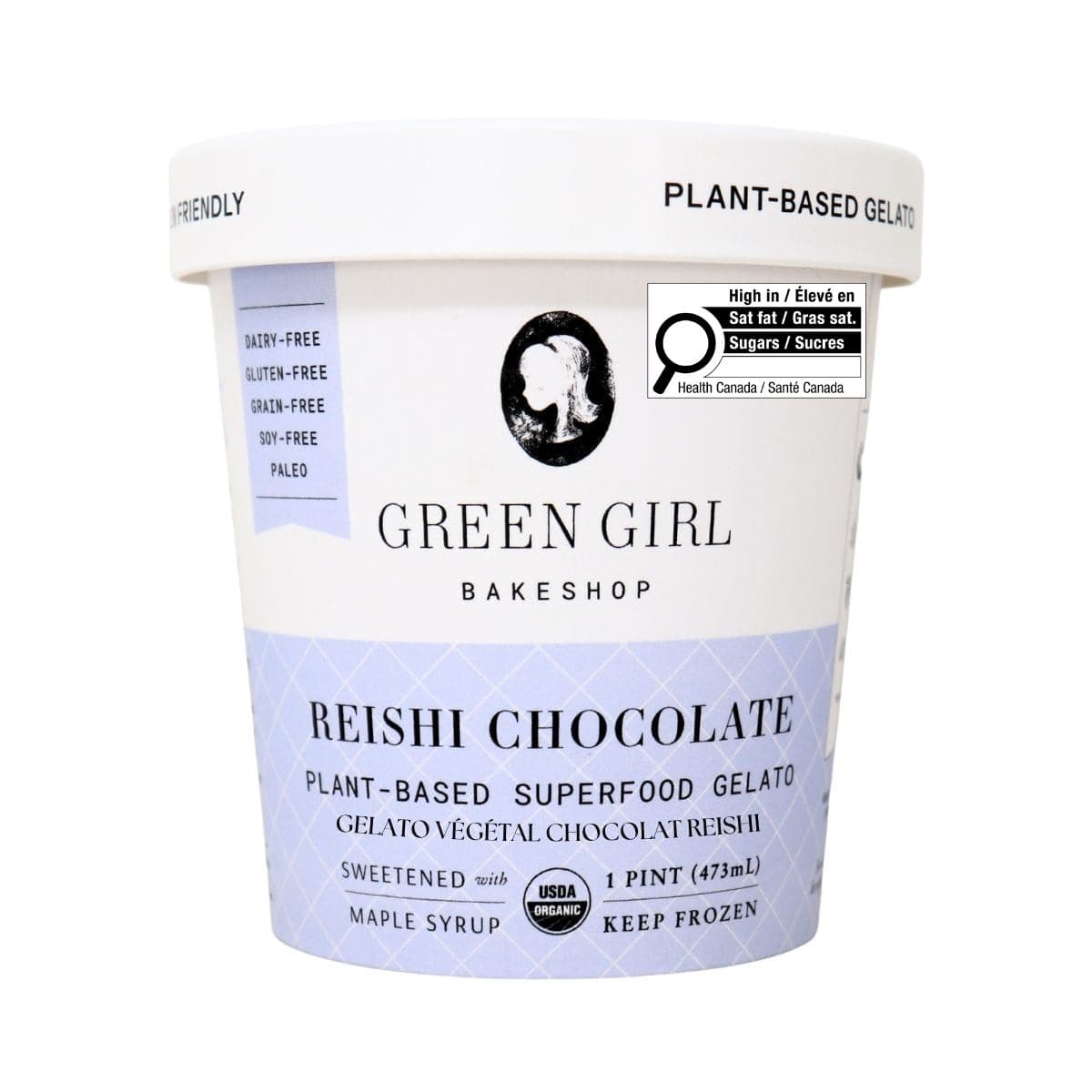 Green Girl Bakeshop Plant-Based Superfood Gelato Reishi Chocolate, 473 mL