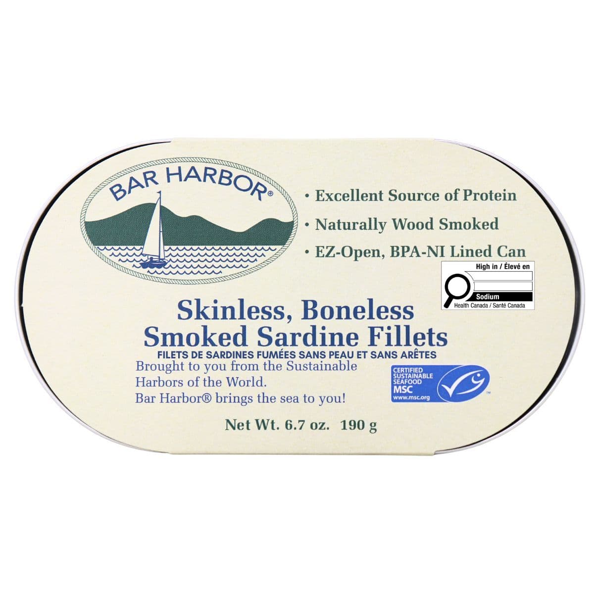 Bar Harbor Skinless Boneless Smoked Sardine Fillets, 190g