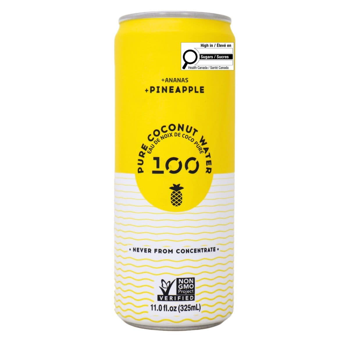 100 Coconuts Pure Coconut Water Drink Pineapple, 325 mL