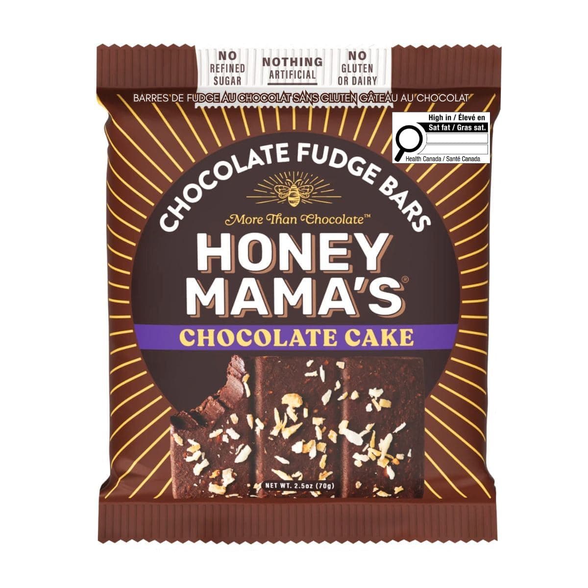 Honey Mama’s Gluten-Free Chocolate Fudge Bars Chocolate Cake, 70g