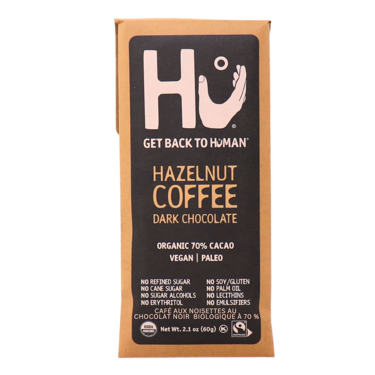Hu Kitchen Organic 70% Dark Chocolate Hazelnut Coffee, 60g