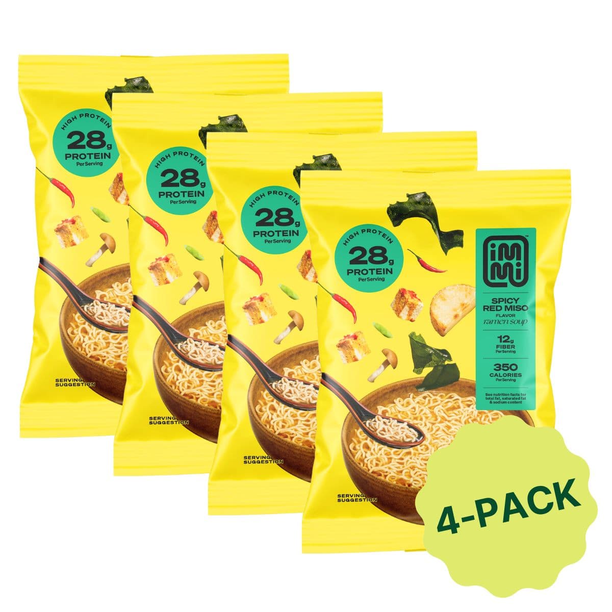 Immi High Protein Ramen Spicy Red Miso 4-Pack, 74g each