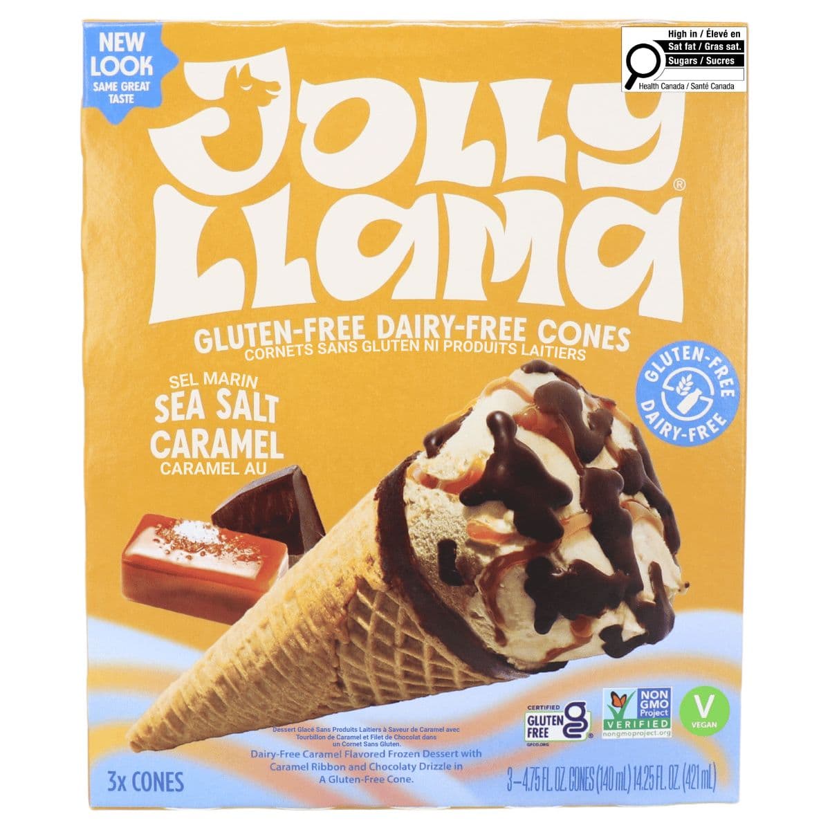 Jolly Llama Gluten & Dairy Free Ice Cream Cone Sea Salt Caramel, 3 Pack