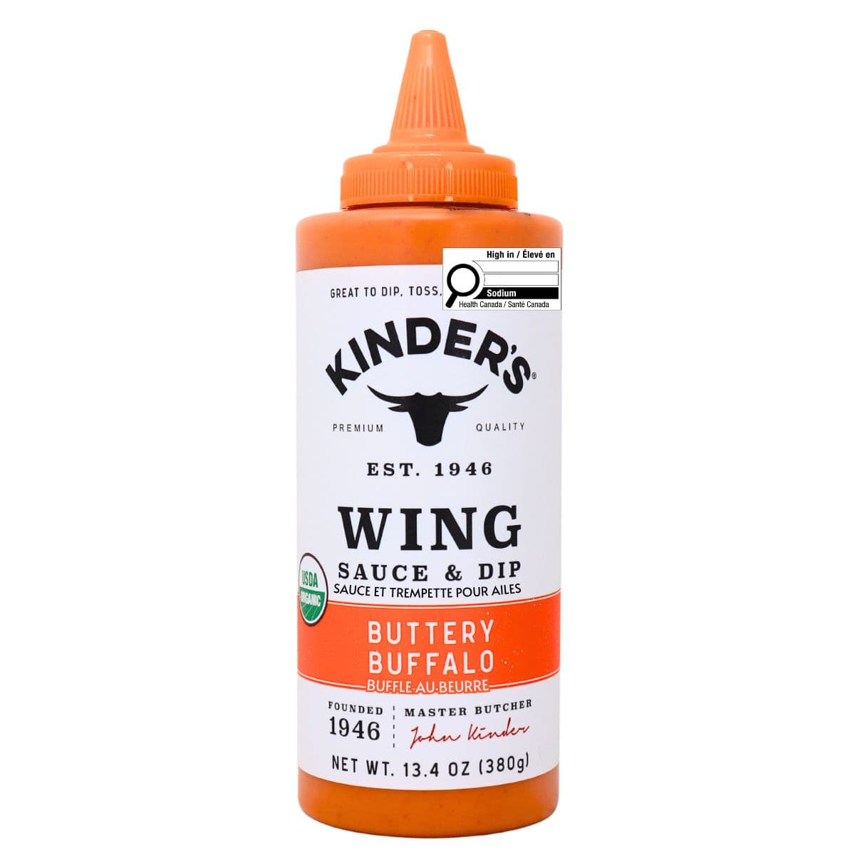 Kinder’s Premium Organic Wing Sauce & Dip Buttery Buffalo, 380g