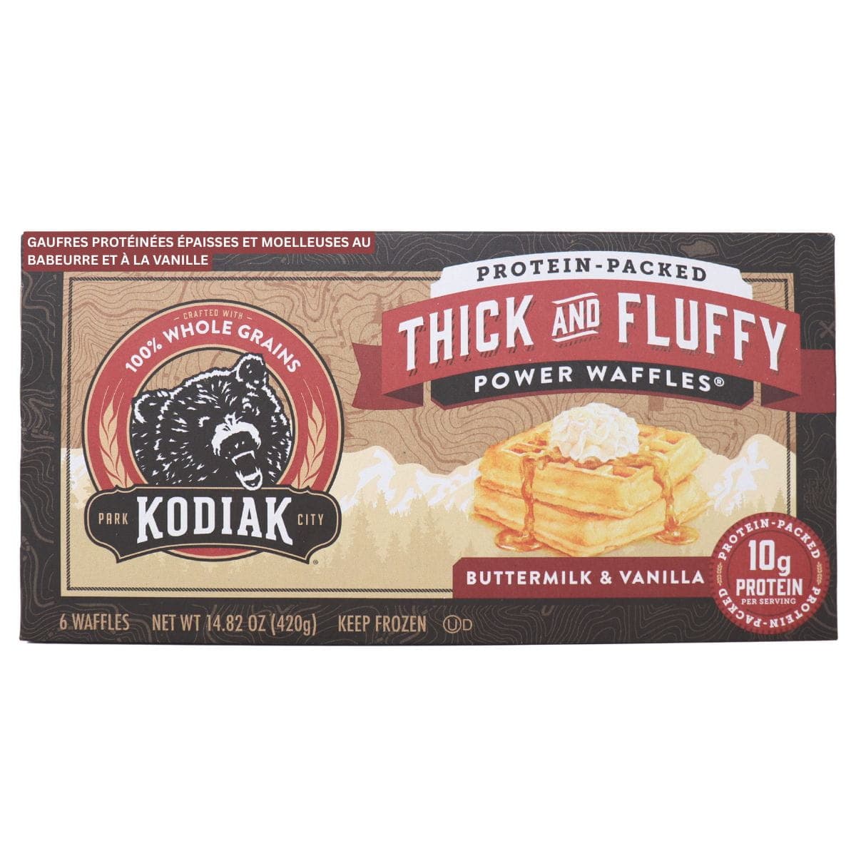 Kodiak High-Protein Thick and Fluffy Power Waffles Buttermilk & Vanilla, 6 Waffles