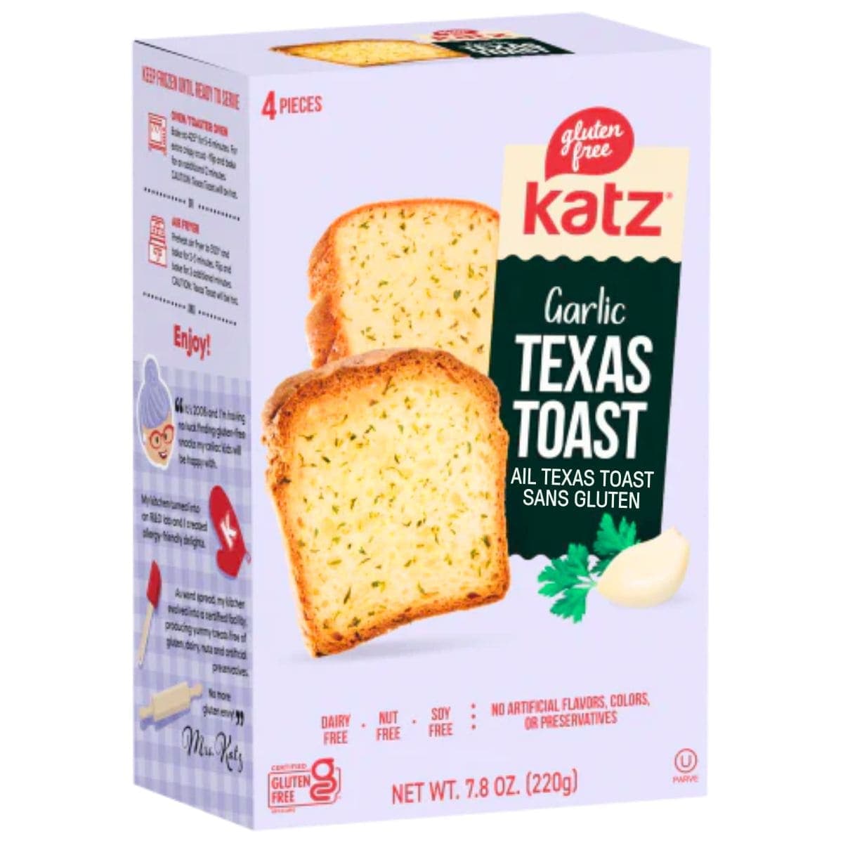 Katz Gluten-Free Texas Toast Garlic, 4 Pack
