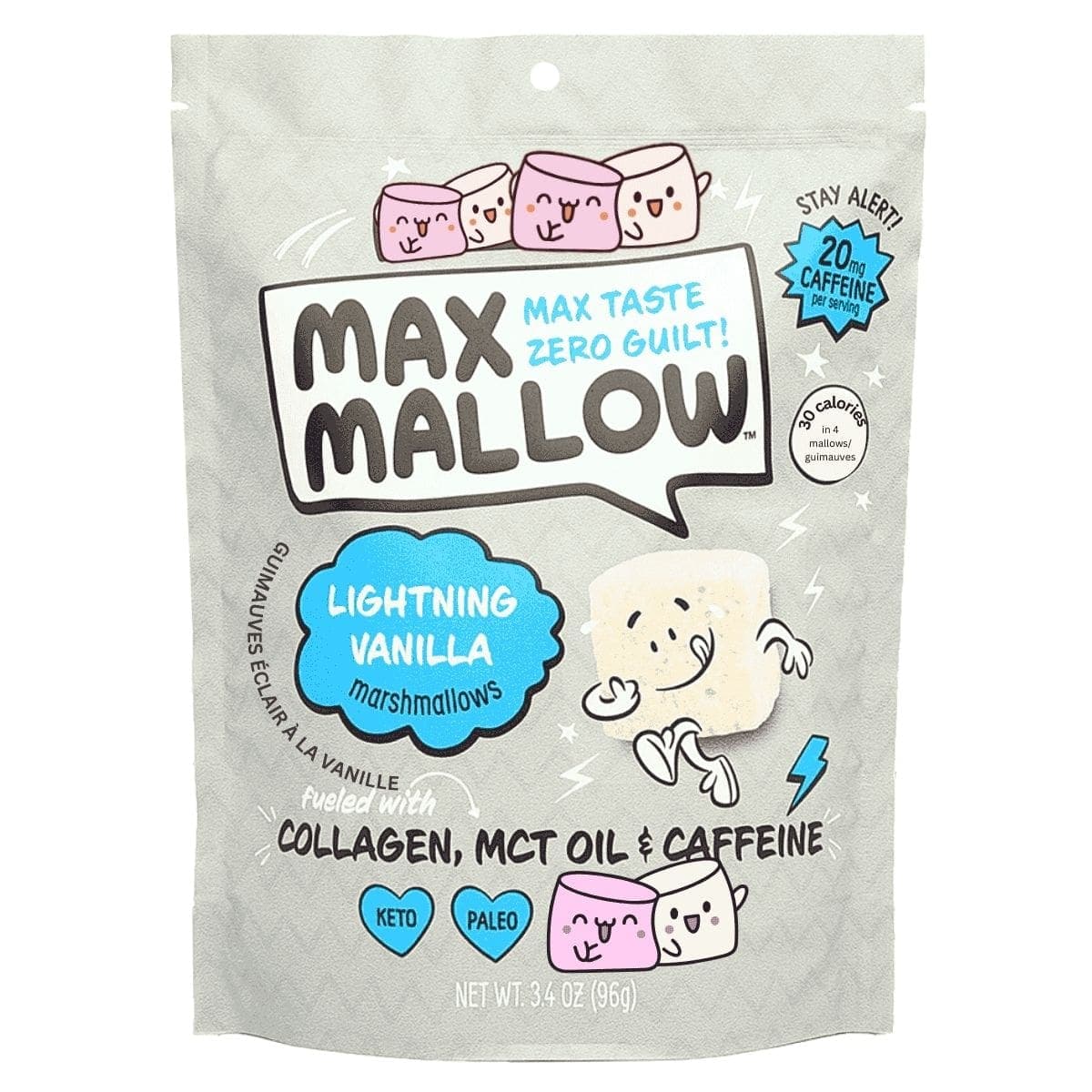Max Sweets Sugar Free Marshmallows Max Mallow Lightning Vanilla, 96g