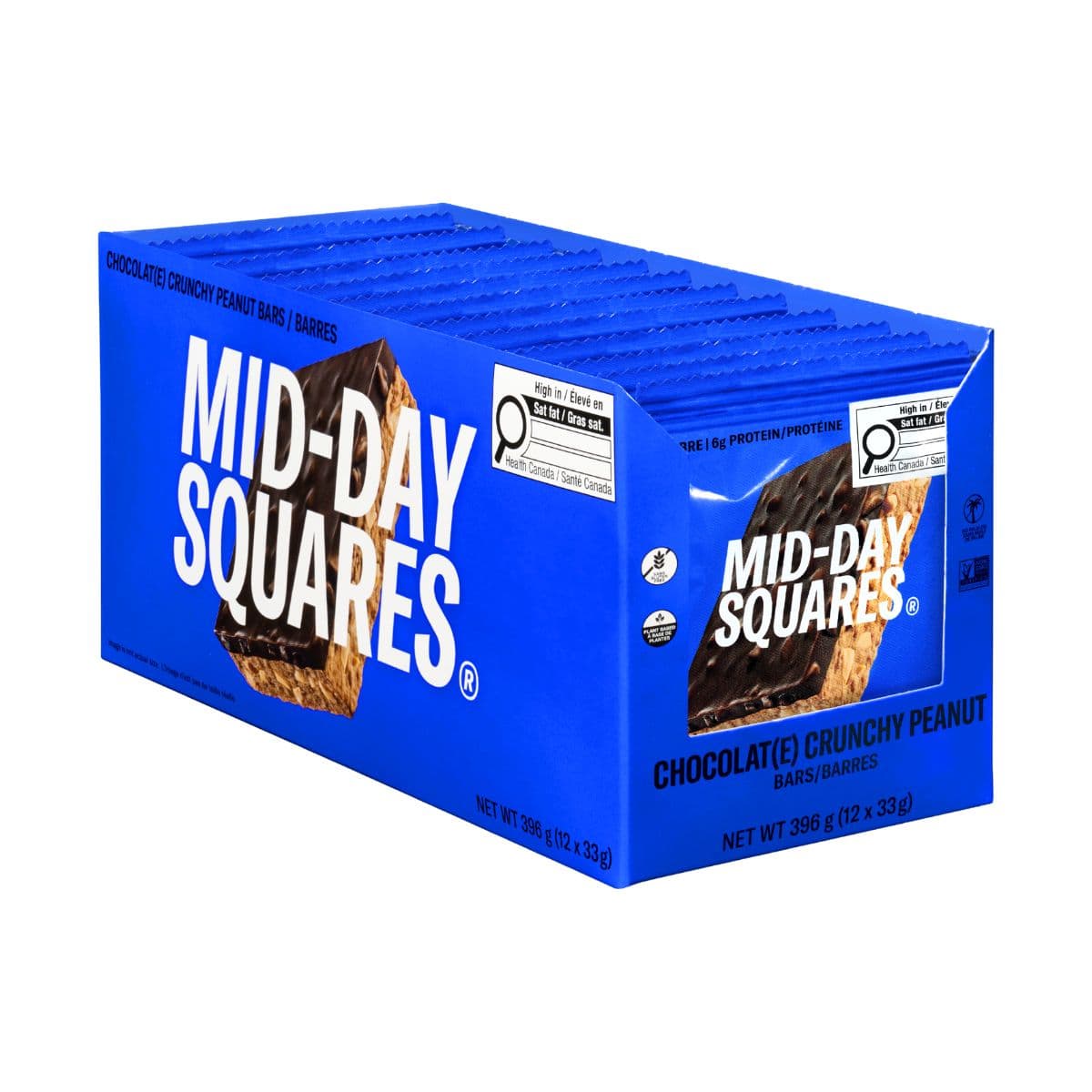 Mid-Day Squares Plant-Based Chocolate Bar Crunchy Peanut, 12 Pack
