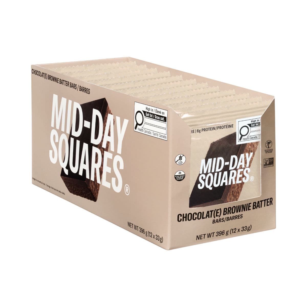 Mid-Day Squares Plant-Based Chocolate Bar Brownie Batter, 12 Pack