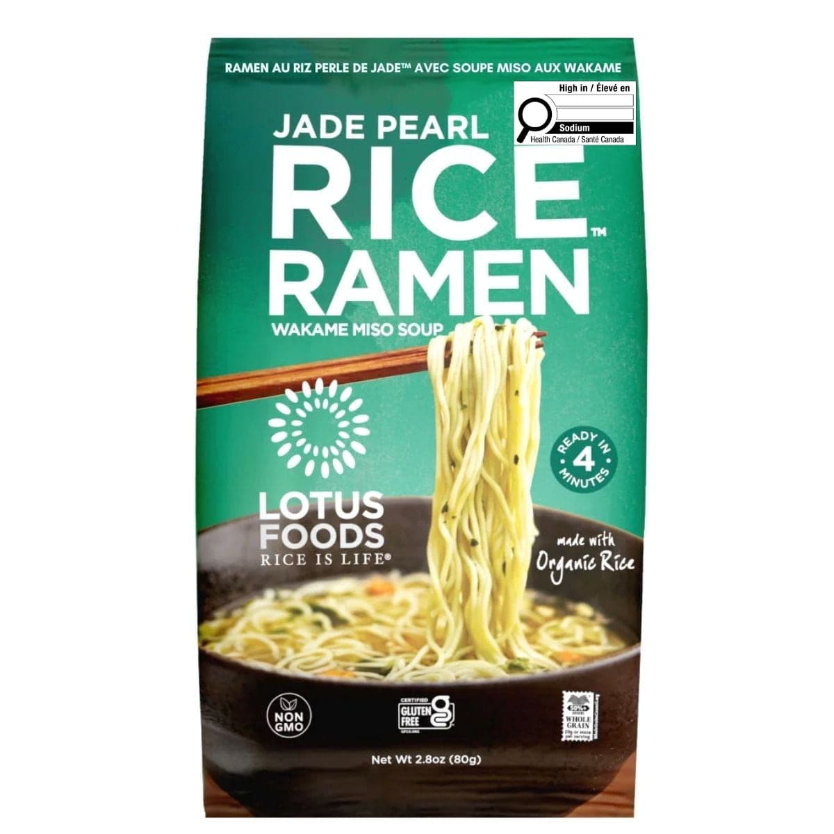 Lotus Foods Jade Pearl Rice Ramen Noodles With Miso Soup, 80g