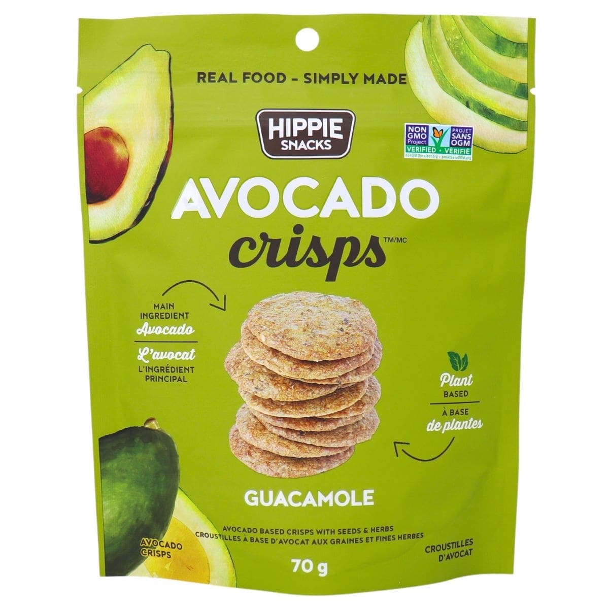 Hippie Snacks Avocado Crisps Guacamole, 70g