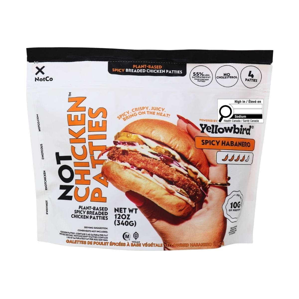 NotCo x Yellowbird Plant-Based Chicken Patties Spicy Habanero, 4 Patties