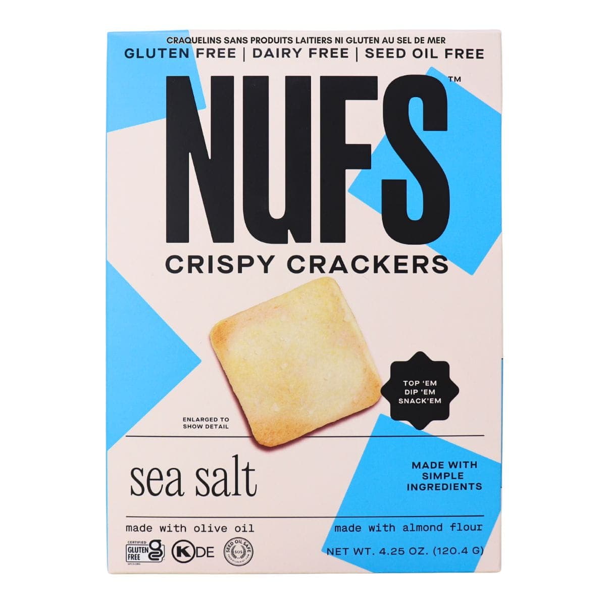 NUFS Dairy & Gluten Free Crackers Sea Salt, 120.4g