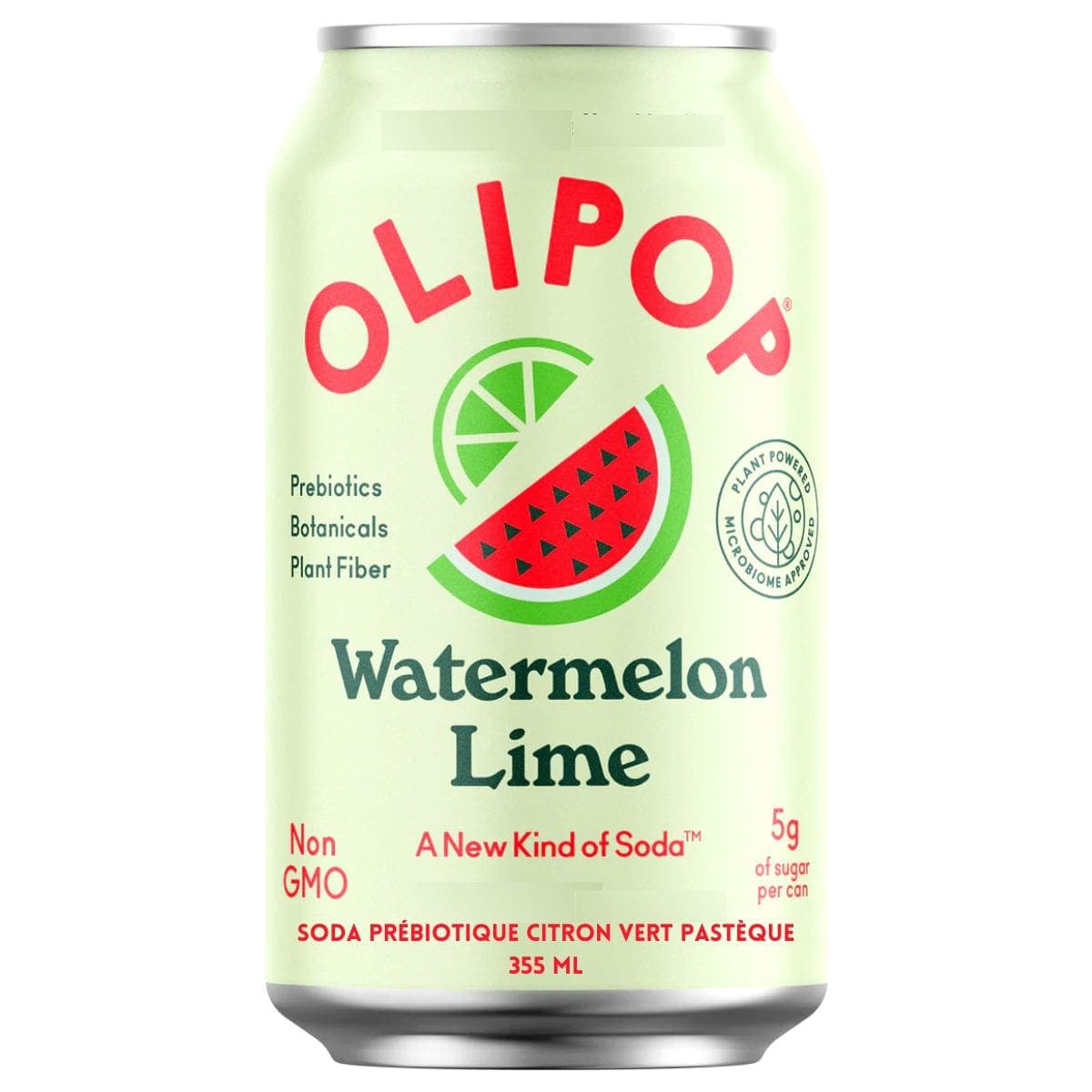 OLIPOP Low Sugar Prebiotic Sparkling Tonic Watermelon Lime, 355mL
