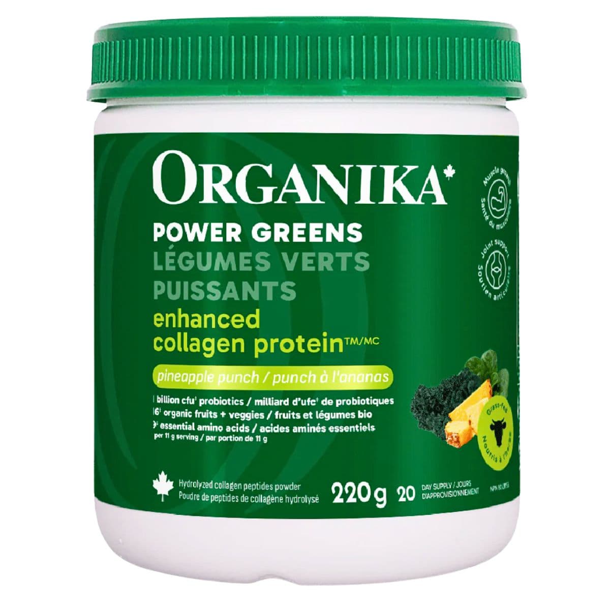 Organika Enhanced Collagen Protein Power Greens with Probiotics, 220g