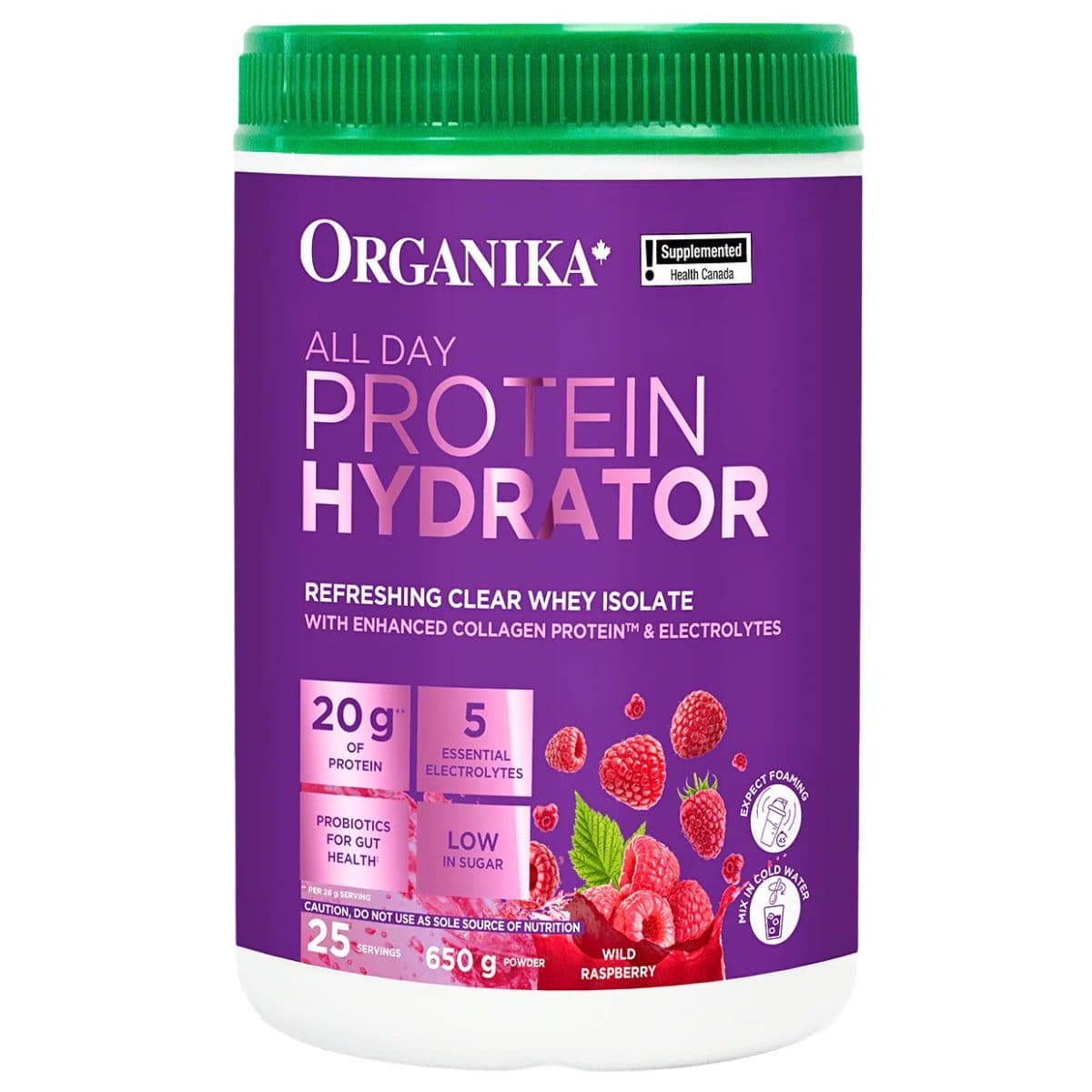 Organika All Day Whey Protein Hydrator Wild Raspberry, 650 g